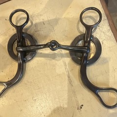 Western Grazing Snaffle Bit w/ Engraved Silver Conchos & Shanks; Approx 7″