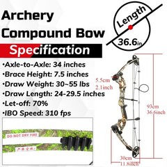 30-55LBS Hunting Compound Bow Arrow Set Adult PulleyBow Archery Target Shooting