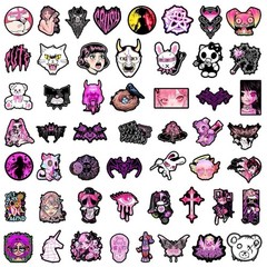 30Pcs Random Aesthetic Dark Pink Gothic Horror Pastel Spooky Waterproof Stickers