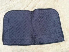 Equestrian Stockholm Dressage Saddle Pad Navy Blue with Brown Trim Size Full