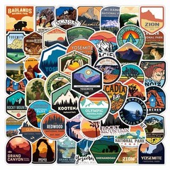 US National Park Sticker Pack Set 50 pcs Adventure Nature Outdoors Hiking Skiing