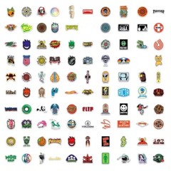 Skate Logo Brand Stickers 50pk Mix Santa Cruz Thrasher Baker Alien Skateboarding
