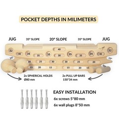 GRIPNATIC Rock Climbing Hangboard FingerPeg 1.0 with Spherical Holds Addon