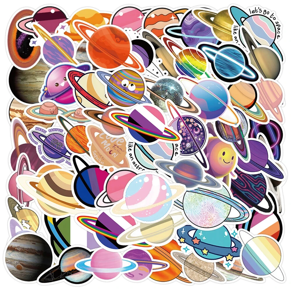50 Pack of Cool Space Planet Stickers for Laptop/Water Bottle/Phone Case/iPad