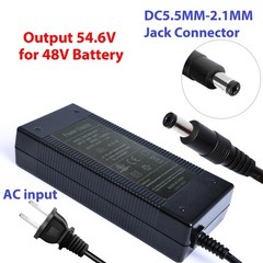 EVAPLUS 54.6V Smart Charger for 48V Lithium All black 5.5mm 1-Prong DC Plug