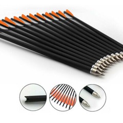12pcs Hunting Crossbow Bolt Carbon Look Arrows With Feather and Removable Piont