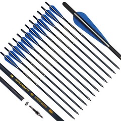 12PACK 20″ Crossbow Bolts Carbon Arrows Half Moon Nocks 8.8mm Shaft Shooting