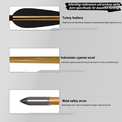 12pcs 33″ Wooden Arrows Turkey Feather Sharp Iron Tips for Recurve Bow Longbow