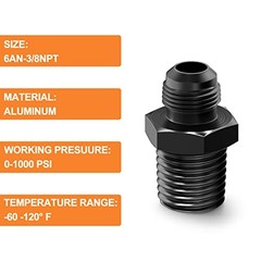 PCS Black 6AN Male Flare to 3/8″ NPT Male Pipe Fitting 6AN-3/8″NPT(Black) 5