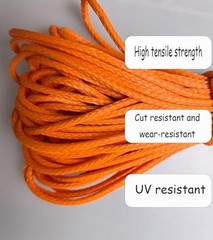 12 Strand Braided Dyneema Rope -3mm 700kg Fracture Strain – 3mmorange65ft