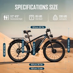 6000W Dual Motor E-bike for Adults 52V Long Range 40-45MPH24″ Fat TireOff-Road
