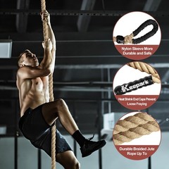 Keepark 10ft Gym Climbing Rope – Natural Hemp Rope Climbing Rope1.5 Inch in D…