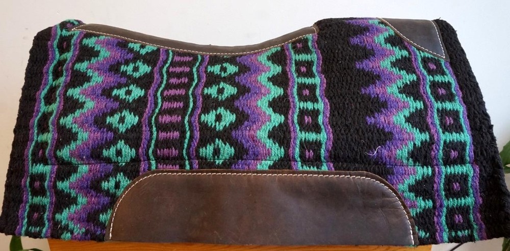 Western Show Trail Saddle Felt bottom woven Pad 28×30 Black Teal Purple Navajo