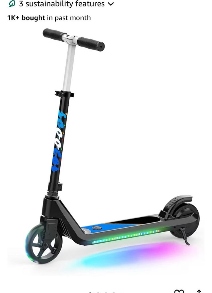 LINGTENG E8 Kids Kick Electric Scooter 80W Adjustable Speed/Height Deck Lights