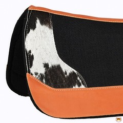 C-808A Hilason Western Gel Wool Felt Horse Saddle Pad Cowhide Hair On Leather