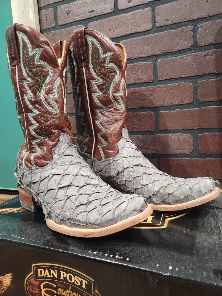Dan Post Men’s Gray Pirarucu Riggs Western Boots US Size 10.5EW