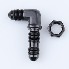 -3 AN Male Flare 90 Degree Bulkhead Fitting Adapter Aluminum 3AN Black 90