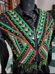Equestrian Show Vest Western. Black Base green chestnut Brown. Horsemanship