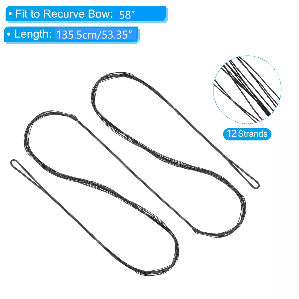 53″ Replacement Archery Bow String for Traditional Bow Longbow Recurve Bow Black