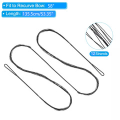 53″ Replacement Archery Bow String for Traditional Bow Longbow Recurve Bow Black