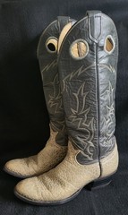 Rare Vintage Tony Lama Grey Bullhide Buckaroo Cowboy Boots-M 8 AA / W 9.5 Narrow