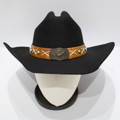 VTG Justin Milano Hat Co. 3X Black 100% Wool Cowboy Hat ~ Size 7 1/8 (56.5cm)