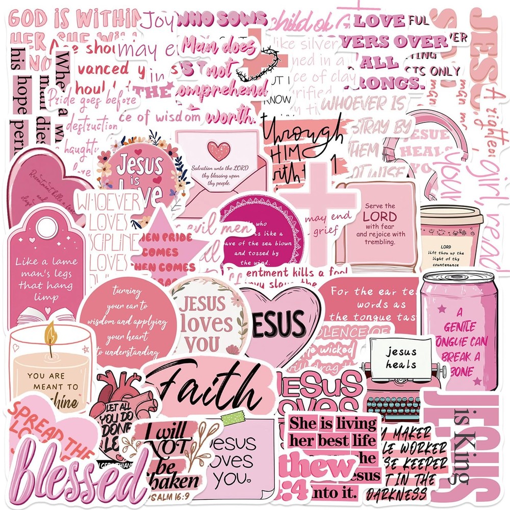50 Pcs Inspirational Bible Verse Stickers for Water Bottle Scrapbook Laptop