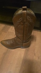Vintage Dan Post Men’s 9D Brown Leather Western Cowboy Boots Pointed Toe Pull-On