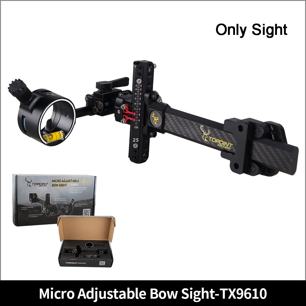 1 Pin Compound Bow Sight 4X 6X 8X Lens Carbon 0.019″ Adjustable Archery Target