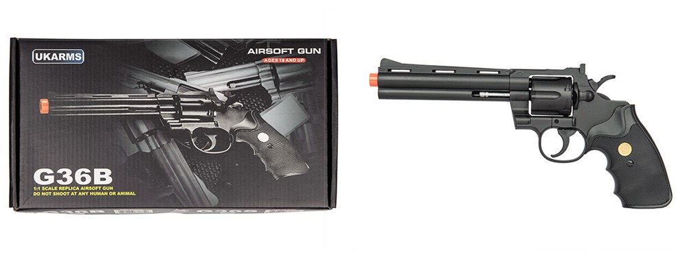 Ukarms G36B 357 Magnum Revolver Full Spring Airsoft Pistol Hand Gun W/ Shells 6m