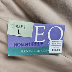 NWT EQ Equestrian Riding pants adult Large beige fleece lined made in USA $69