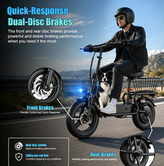 Electric Scooter Adults 25 MPH 35 Miles Range 14» 1500W E-Scooter with Seat