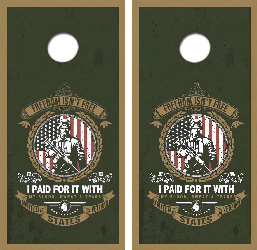 United States Veteran Cornhole Board Wrap LAMINATE Decal Vinyl Sticker #4368