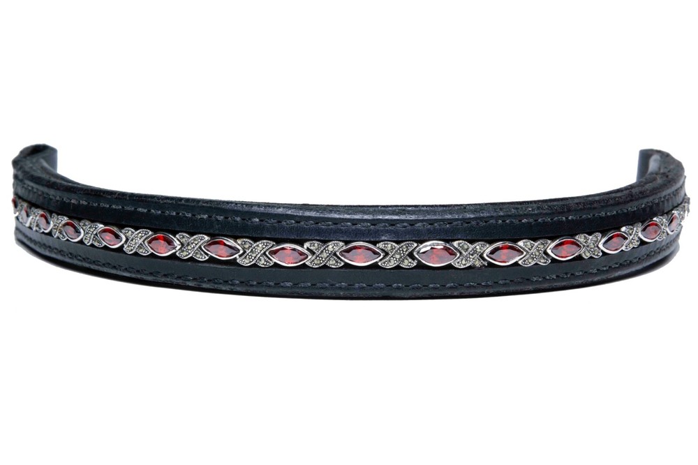 browband People On Horses, Hampton Garnet – 1 3/4″ Endloop – Black Leather