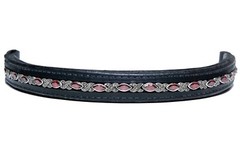 browband People On Horses, Hampton Garnet – 1 3/4″ Endloop – Black Leather