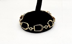 VINTAGE HEAVILY YELLOW GOLD FILLED EQUESTRIAN STIRRUP IRON LINK BRACELET