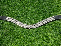 Crystal browband 5 Row Leather Clear Crystal Bridle Brow-Band Dressage Premium