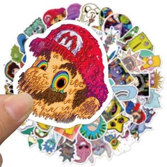 25 Piece Mix Lot 2” Psychedelic Cartoon Stickers, Water Bottle, Vinyl