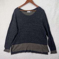Habitat Shirt Womens Medium Charcoal Olive Two-Tone Long Sleeve Scoop Neck