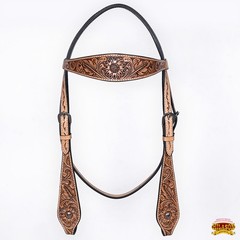 Western Headstall and Breast Collar Set HILASON Tooled Leather Horse Bridle Tack