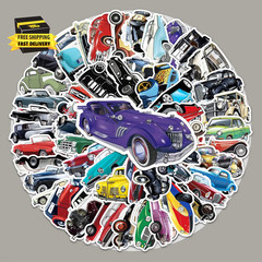 51 PCS Vintage Classic Car Stickers Pack for Kids Teens Adults Classic Cars Wate