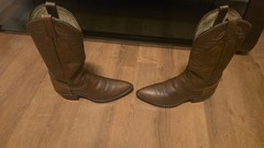Vintage Dan Post Men’s 9D Brown Leather Western Cowboy Boots Pointed Toe Pull-On