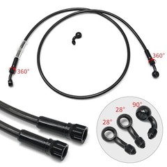 AN3 28 90 Degree M10 Aluminum Nylon Braided Motorcycle Brake Hose 60cm/23.6″