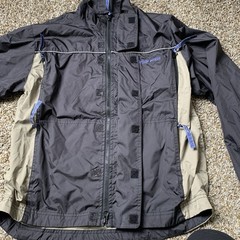 Women’s Riding Jacket Windbreaker Size Large Black Tan Vented Mountain Horse