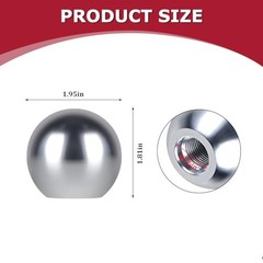 Car Round Ball Gear Shift Knob, Aluminum Alloy Vehicle Manual Automatic Silver