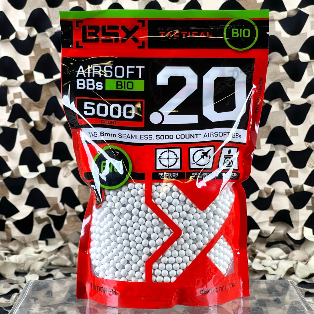 NEW BSX Tactical Bio Airsoft BB’s – .20g – 5,000 Count – White