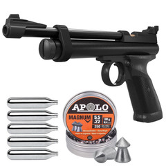 Crosman 2240 .22 Cal Air Pistol Bolt Action CO2 Pellet Gun + 250 Pellets & 5 CO2