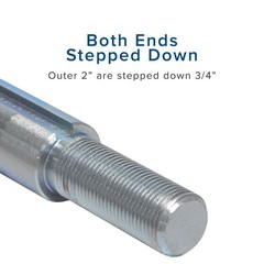 36″ x 1″ Steel Axle Rod with 1″ to 3/4″ Step-Down & 3/4-16 Fine Threads