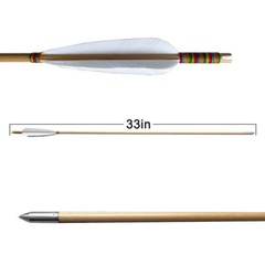 12pcs 33″ Wooden Arrow 4 Feather Gorgeous Patterns Spine 400 Recurve Bow Longbow