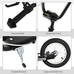 Teens Youth Kick Scooter Height Adjustable Inflatable Tires Ride On Toy For 5+